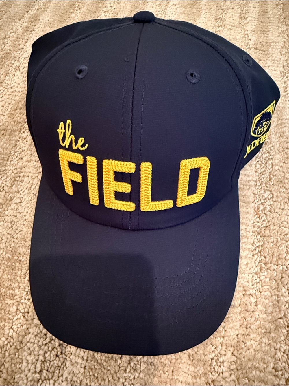 Men's Navy Baseball Cap with Yellow 'The Field' Embroidery